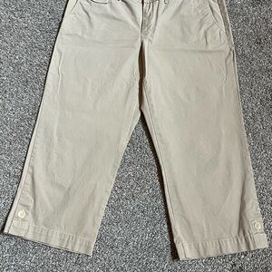 Ladies Eddie Bauer Khaki Light Brown Cropped Pants Vashion Fit Great Cond Sz 12